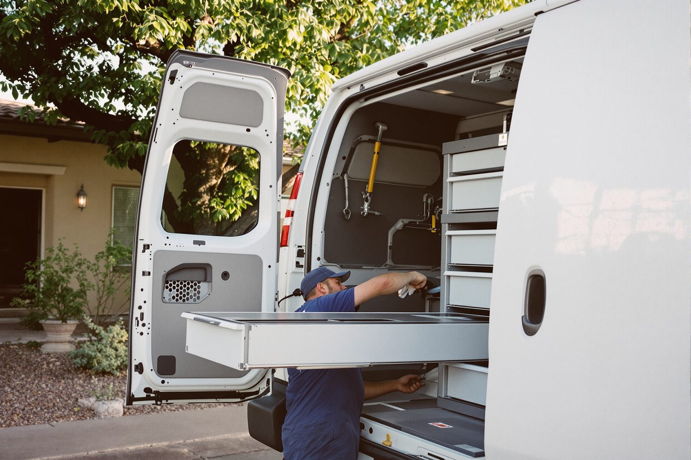 Van at the curb